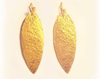 Custom Solid 24K 9999 Gold 24g 75mm Hammered Byzantine Empire Fine Gold Earrings Shiny Can Be 22k