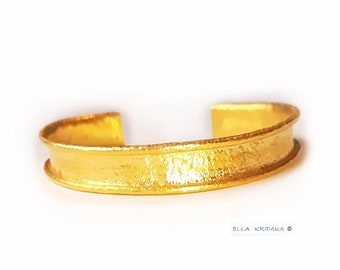 Custom Solid 24k 9999 Gold 70g Wide 12mm Hammered Ancient Rome Bracelet Durable Cuff Thick Borders 3mm Women Men Can Be 22k