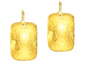 Custom Solid 24K 9999 Gold 29g 60mm Shiny Hammered Geometric Convex Earrings Can Be 22k