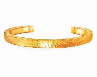 Custom Solid 22k 92.5% Gold Wide 6.5mm 21g Hammered Ancient Rome Bracelet Cuff Thick 3mm Hollow Inside Borders Women Men And 24k