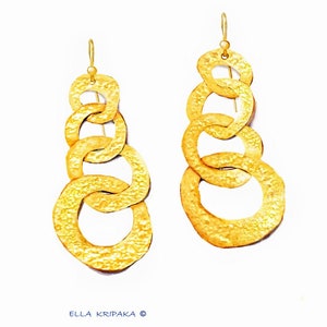Custom Solid 24k 9999 Gold 23g 80mm Organic Hoops Uneven Hammered Earrings Can Be 22k image 1