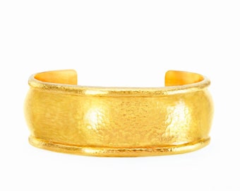 Custom Solid 24k 9999 Gold 80g Width 22mm Hammered Ancient Rome Bracelet Convex Durable Cuff Thick Borders 2mm Women Men Can Be 22k