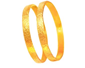 Custom Solid 22k 92.5% Gold 90g Wide 6.2mm Set 2 Hammered Ancient Rome 2 Bracelets Durable Bangles Thick 2mm Women Men Price for 2