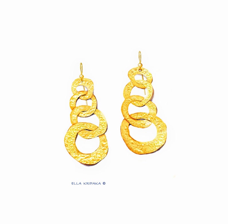 Custom Solid 24k 9999 Gold 23g 80mm Organic Hoops Uneven Hammered Earrings Can Be 22k image 1