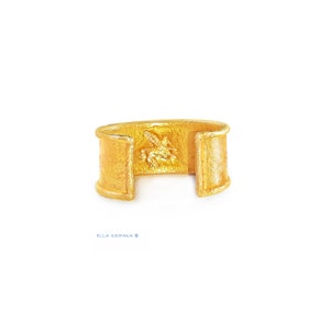 Custom Solid 22k 92.5% Gold 75g, 30mm Hammered Ancient Greece Ancient Rome With Pegasus Bracelet Cuff Thick 2.6mm Durable Women Men 24k image 2