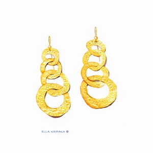Custom Solid 24k 9999 Gold 23g 80mm Organic Hoops Uneven Hammered Earrings Can Be 22k image 2