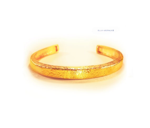 Buy Custom Solid 24k 9999 Gold 72g Wide 6.5mm Organic Uneven Hammered  Bracelet Durable Bangle Thick 4mm Not Hollow Women Men Can Be 22k Online in  India - Etsy