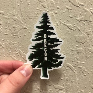 Oregon Trees Green, Vacation Summer Vibes, Vinyl Waterproof Sticker for Laptop or Hydroflask