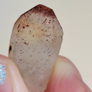 Raw Lepidocrocite fire quartz point- strawberry quartz- confetti quartz- sparkly crystals