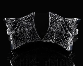 18K Black Gold Simulated Diamond Micropaved Out Iced Square Stud Earring 10M