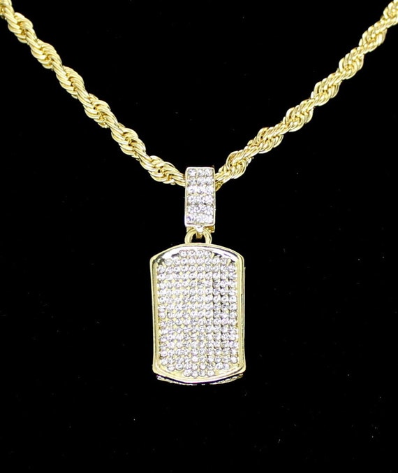 Iced out dog tag chain deals
