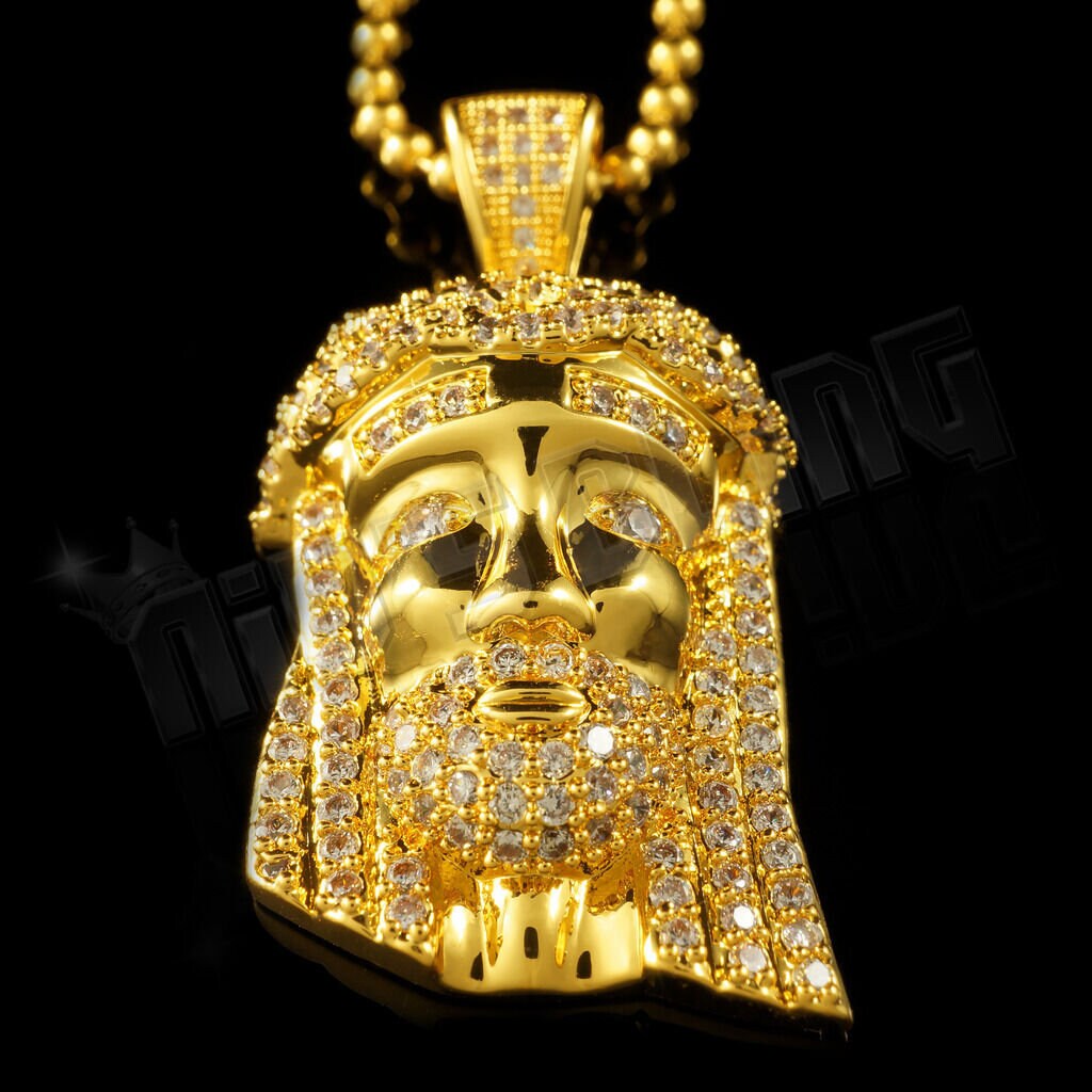 Or 18 carats MINI JESUS PIECE Bling Out Iced Simulé Diamant Etsy France