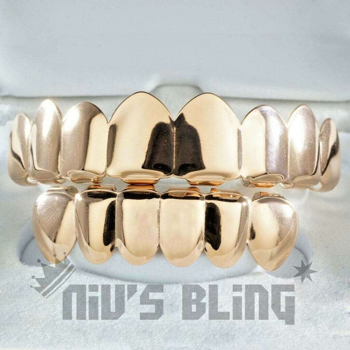 18K Rose Gold Plated STAINLESS STEEL GRILLZ 8 Top and 6 Bottom Etsy