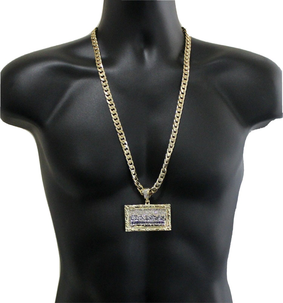 Mens 14k Gold Plated XL Last Supper Cz Pendant 30 Cuban Chain and