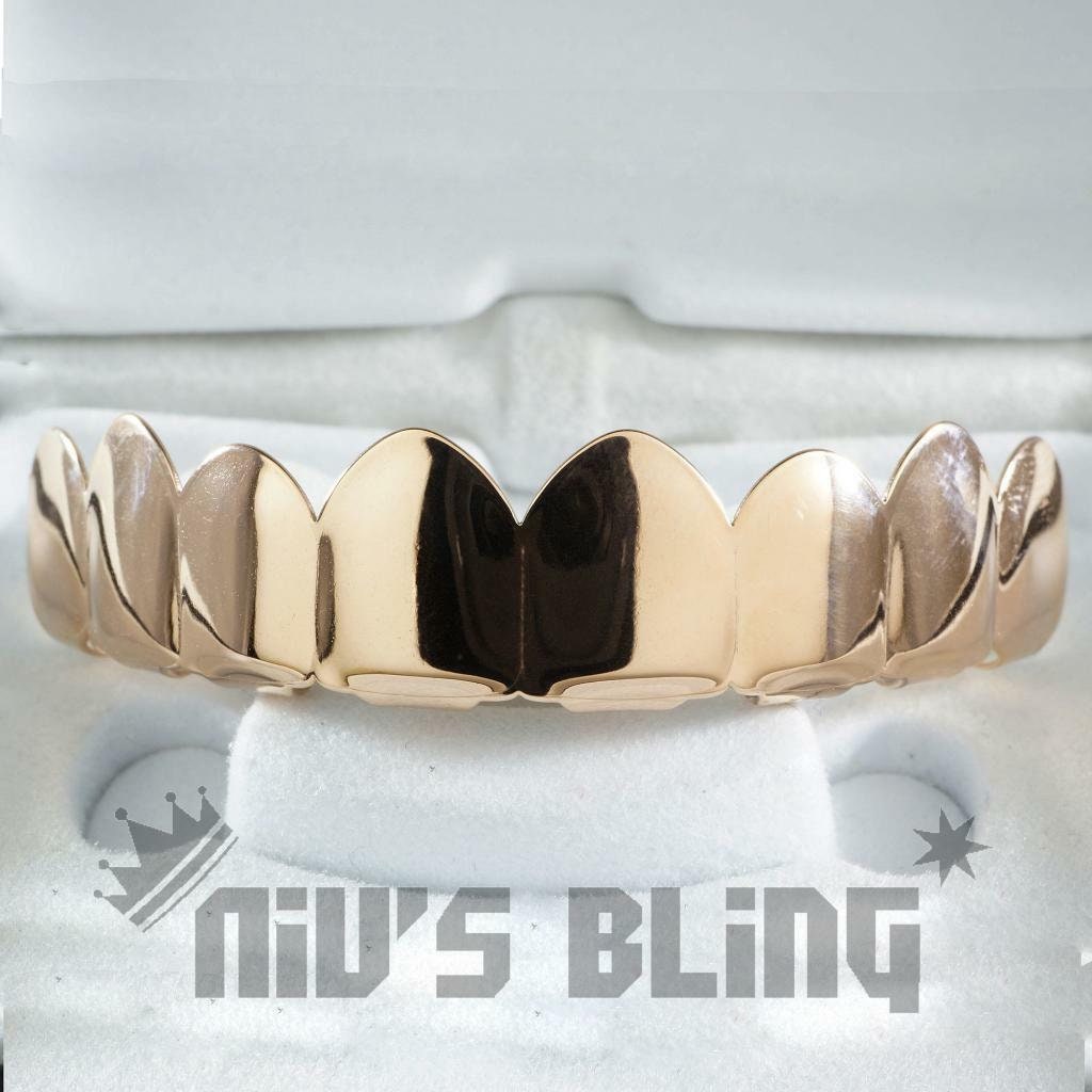 18K Rose Gold Plated STAINLESS STEEL GRILLZ 8 Top and 6 Bottom Etsy