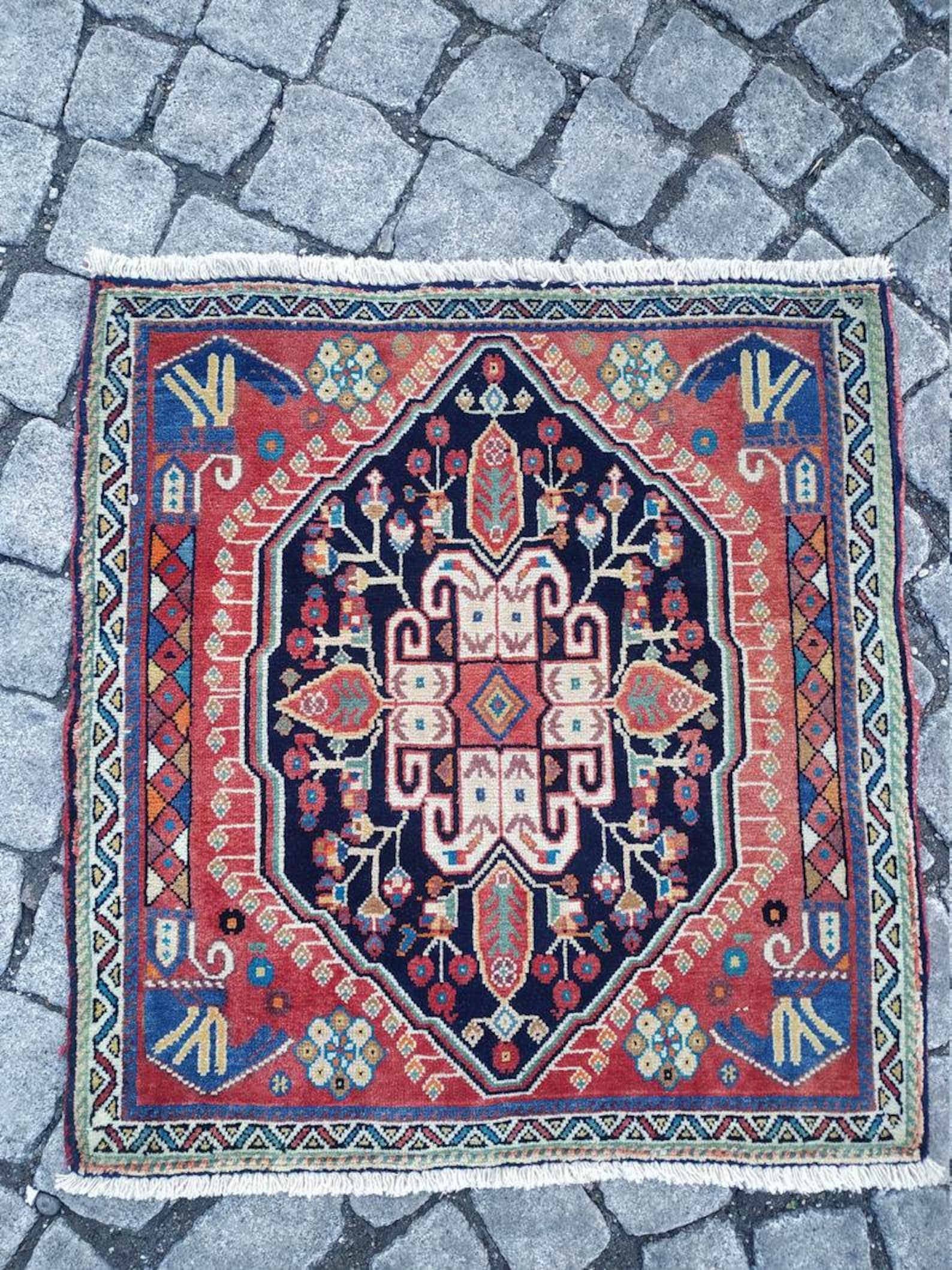 Small Square Rug Pair Small Rug 2x2.1ft vintage persian rug Etsy