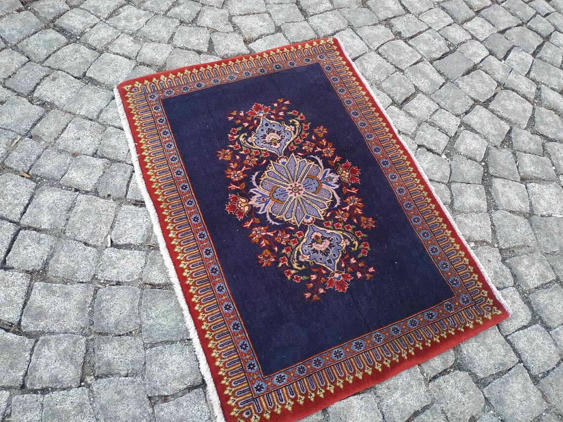 Small Persian Rug Small Blue Rug 2x3 ftvintage rugbedroom Etsy