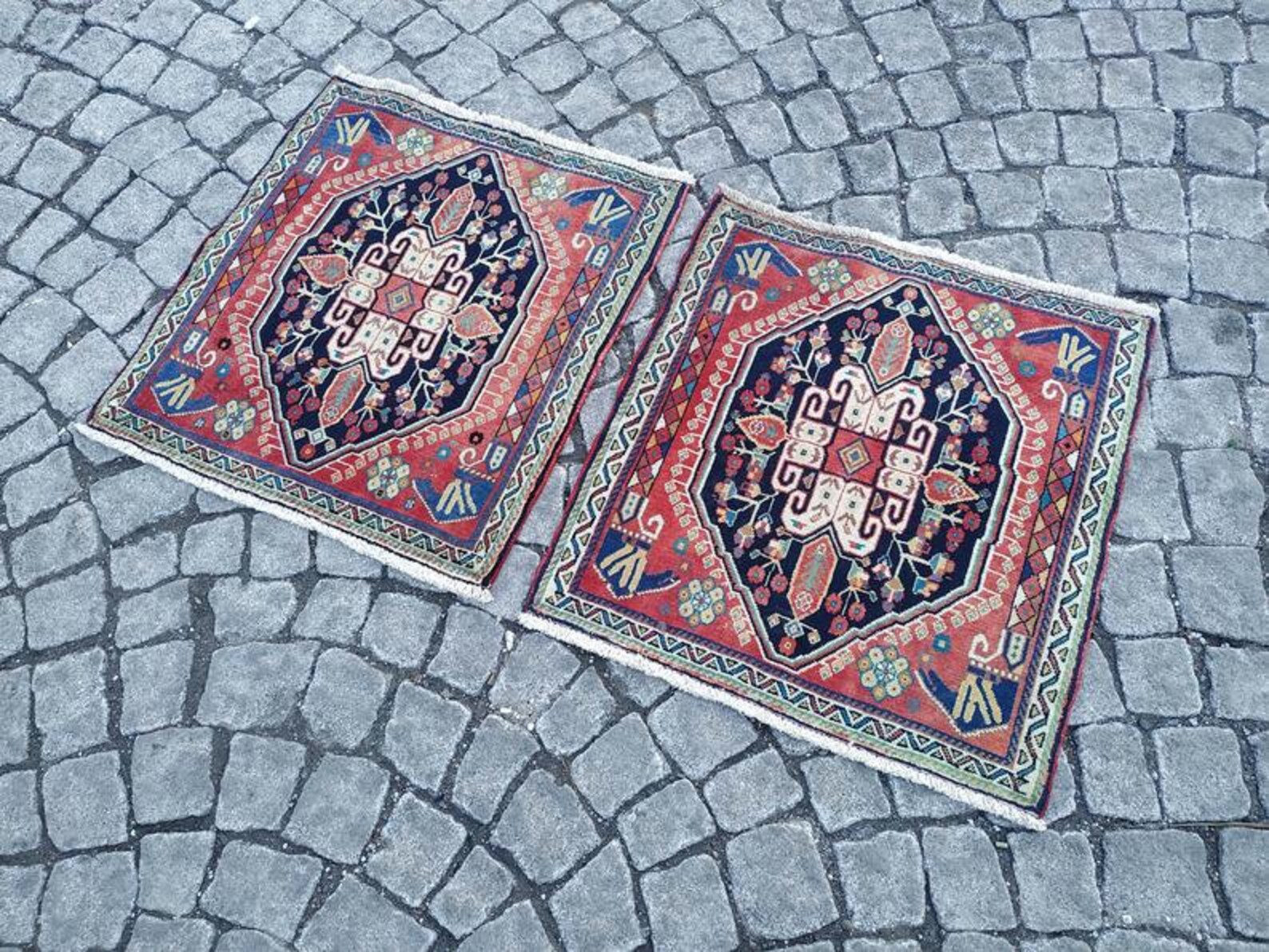 Small Square Rug Pair Small Rug 2x2.1ft vintage persian rug Etsy