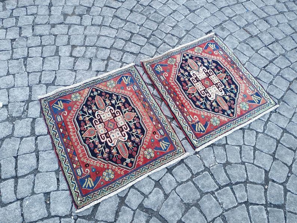 Small Square Rug Pair Small Rug 2x2.1ft vintage persian rug Etsy