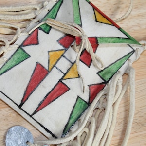 Small Lakota Sioux Style Parfleche Fringed Pouch