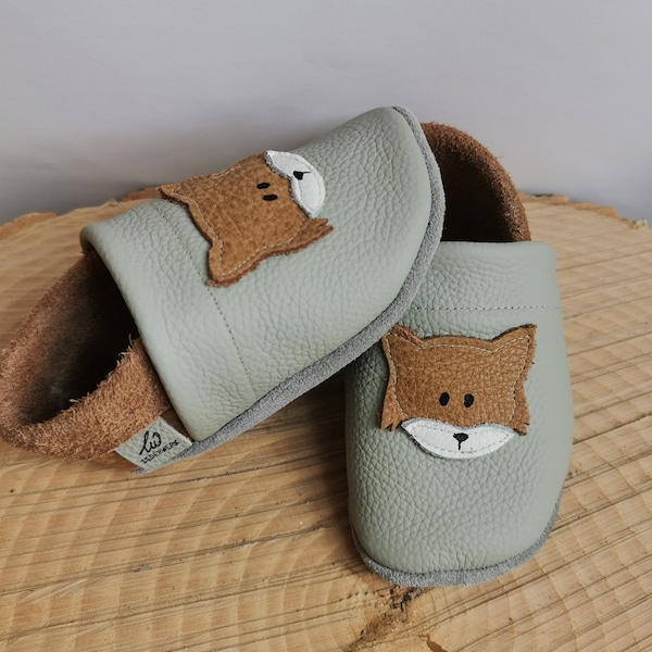 Lederpuschen/Patschen/Lauflernschuhe  Fuchs "Jannik" in grau