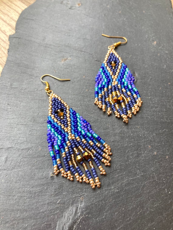 Boho Beaded Blue Earrings Boho Beaded Blue Earrings