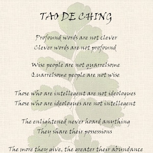 Tao de Ching verse 81, Taoist philosophy, Lao Tzu, Quote