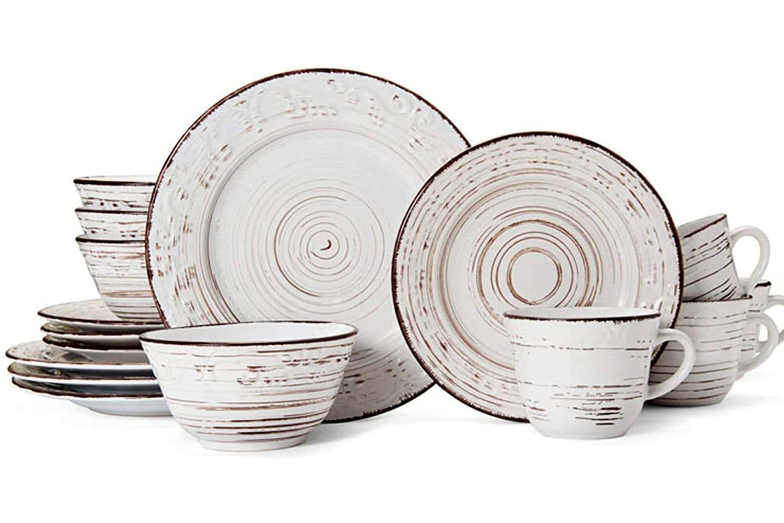 Stoneware Dinnerware set 16Piece Service for 4 Distressed Etsy