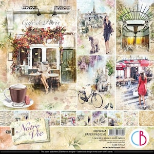Ciao Bella NOTRE VIE Paper Pad 12&quot;X12&quot; | 12 pages | Made in Italy | Acid Free | Double Sided Paper | 24 Designs | 12 x 12