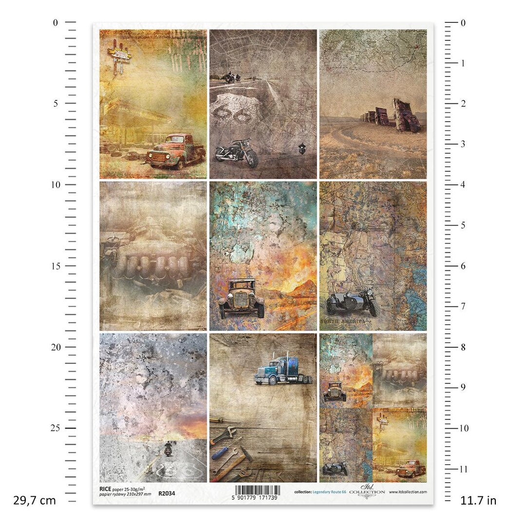 ITD Collection | Cars Rice Paper | A4 Rice Paper | Decoupage Paper ...