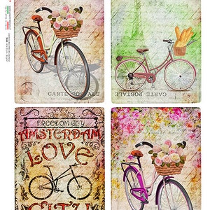 Paper Designs Rice Paper | Bicycles Rice Paper | A4 Rice Paper | Natural Rice Paper | Decoupage Paper | 12.5&quot; x 8.6&quot; | Bikes | Vehicles 0042