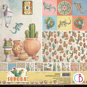 Ciao Bella | Sonora Patterns  Paper Pad | Double Sided Paper | 12 x 12 inches | Mixed Media | Made In Italy | CBT051