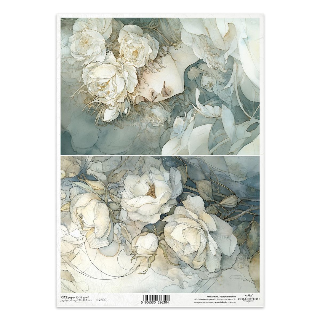 Peony Rice Paper ITD Collection Rice Paper | White Peony | White Flowers | A4 Rice Paper ...