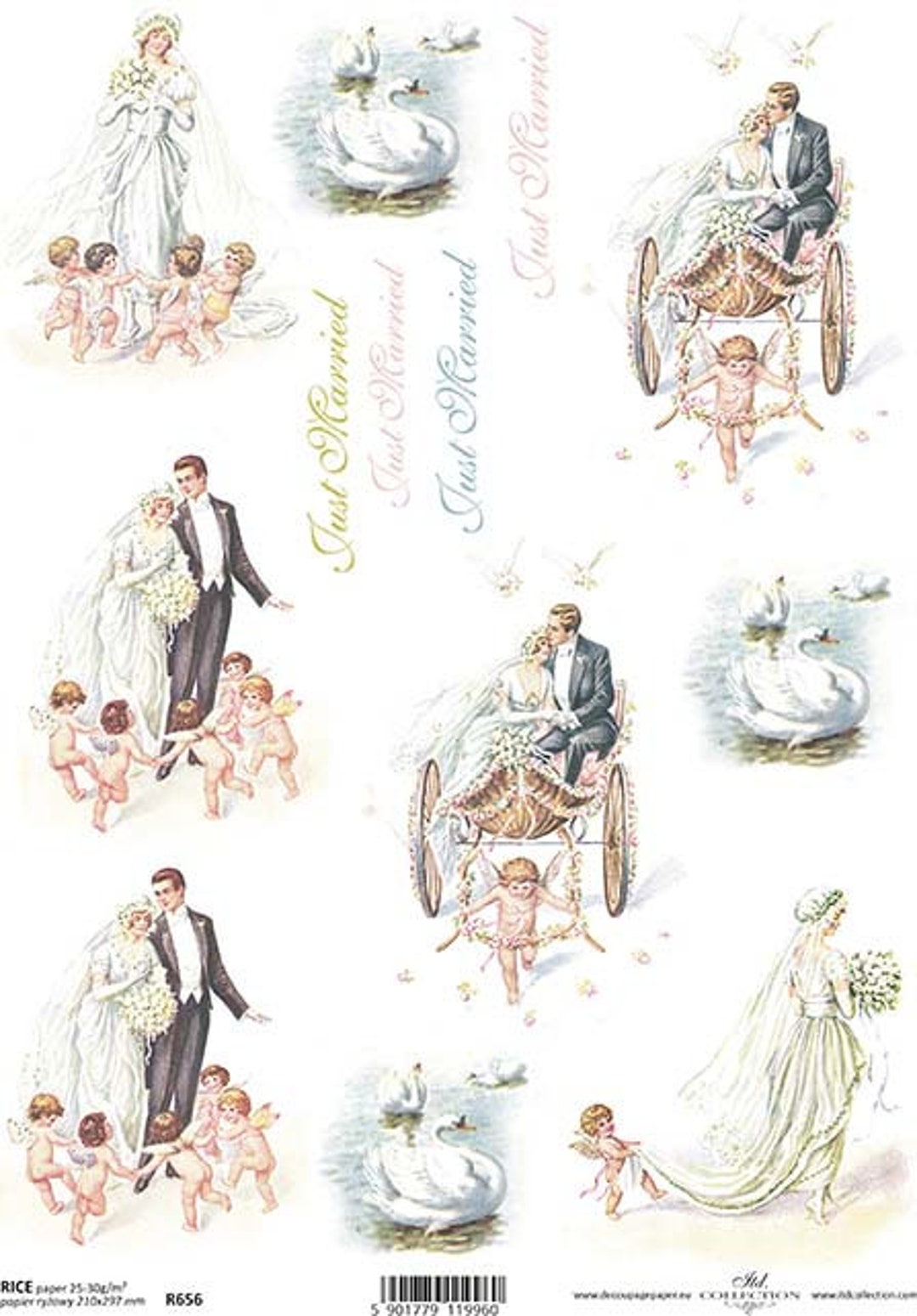 ITD Collection | Vintage Bride and Groom | A4 Rice Paper | Decoupage ...