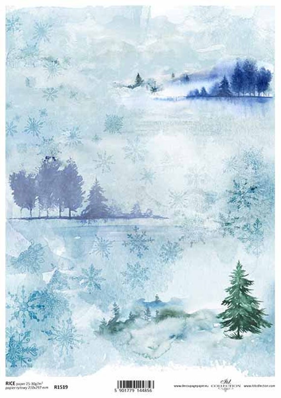 ITD Collection Winter Scene 1 Blue A4 Rice Paper - Etsy