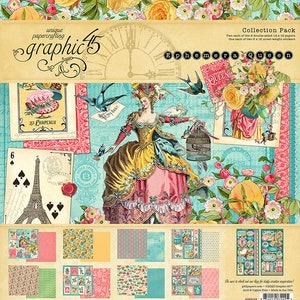 Gráfico 45 / Ephemera Queen Collection Pack / 12x12 Paper Pad / 12 x 12 Papel / 16 Hojas de doble cara / Acid Free / Scrapbook Paper / Nuevo