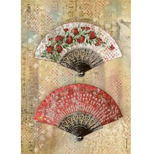 Stamperia Rice Paper | ABANICOS | A4 Rice Paper | Decoupage Rice Paper | Vintage Rice Paper | 11.5 x 8.25 inches | DFSA4632