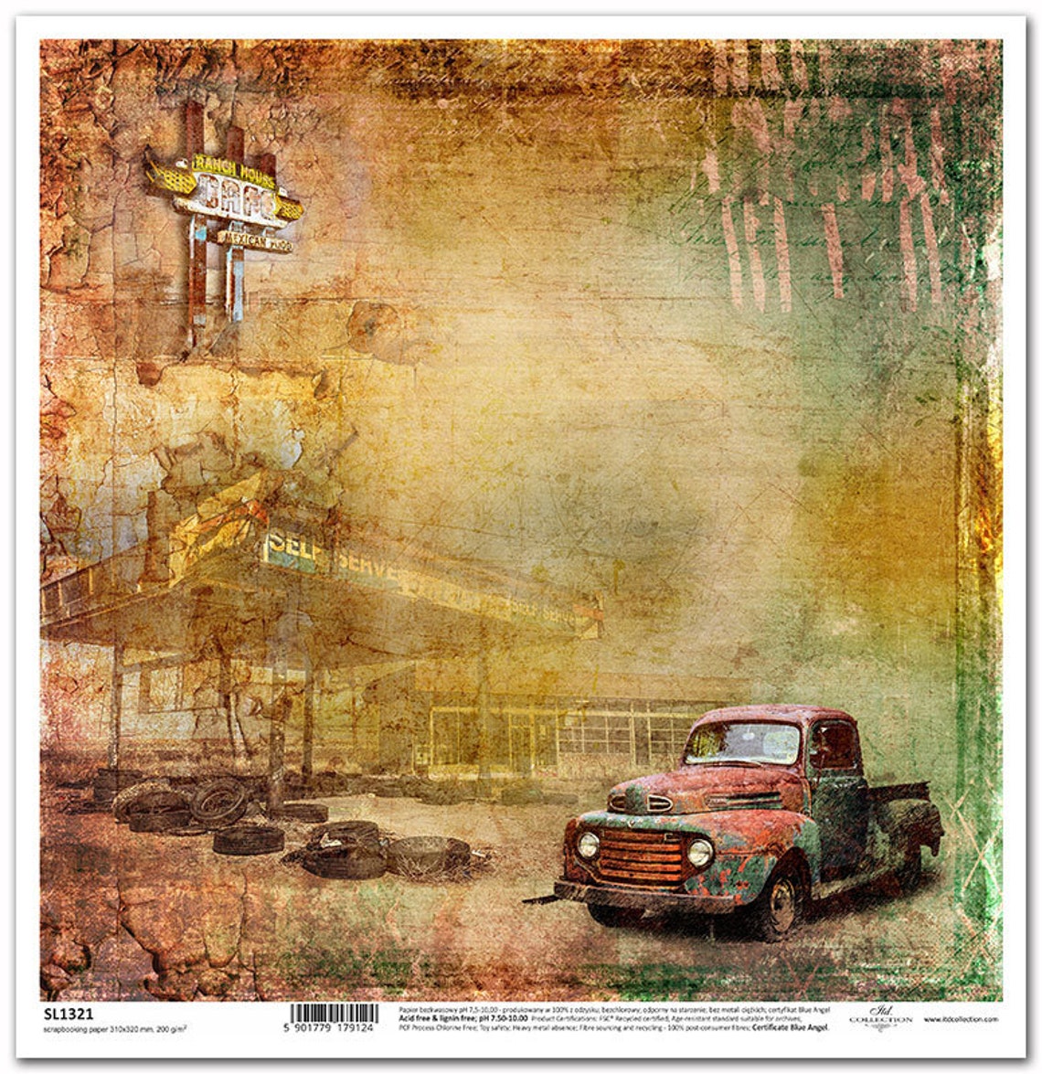 ITD Collection | 1 Piece Scrapbook Paper | Route 66 | 12 X 12 Inches ...