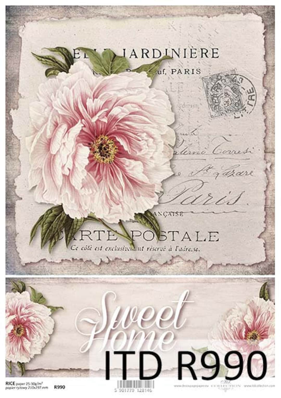 Peony Rice Paper ITD Collection | Peony Flowers Rice Paper | A4 Rice Paper | Decoupage ...