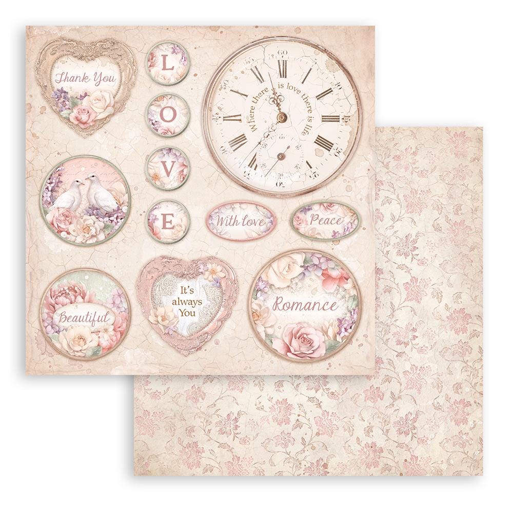Stamperia Passion Block Scrapbooking - Papel Tonos Pastel 12x12 Pulgadas