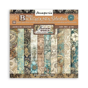 Stamperia Sir Vagabond in Fantasy World Background Collection 12x12 Scrapbooking Paper Pad | Steampunk | Double Sided Paper | 12 x 12 inch