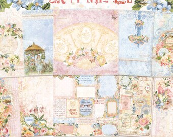Blue Fern Studios | Romantic Life Paper Collection | 12×12" Paper | 10 Double-Sided | 12 × 12 Sheets | Acid Free | Scrapbook Paper