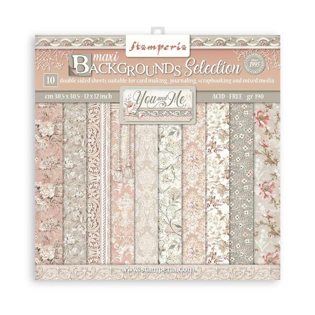 Stamperia You and Me BACKGROUND Collection 12x12 Scrapbooking Paper Pad ...