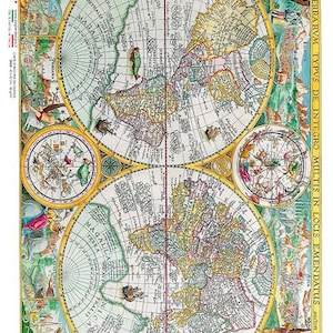 Paper Designs Rice Paper | Old Map Rice Paper | A4 Rice Paper | Natural Rice Paper | Decoupage Paper | 12.5&quot; x 8.6&quot; | Old Maps 0036