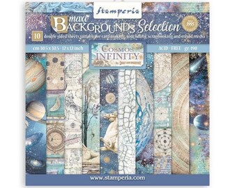 Stamperia Cosmos Infinity Background Collection 12x12 Scrapbooking Paper Pad | Double Sided Paper | 12 x 12 inch | Acid Free Paper | SBBL123
