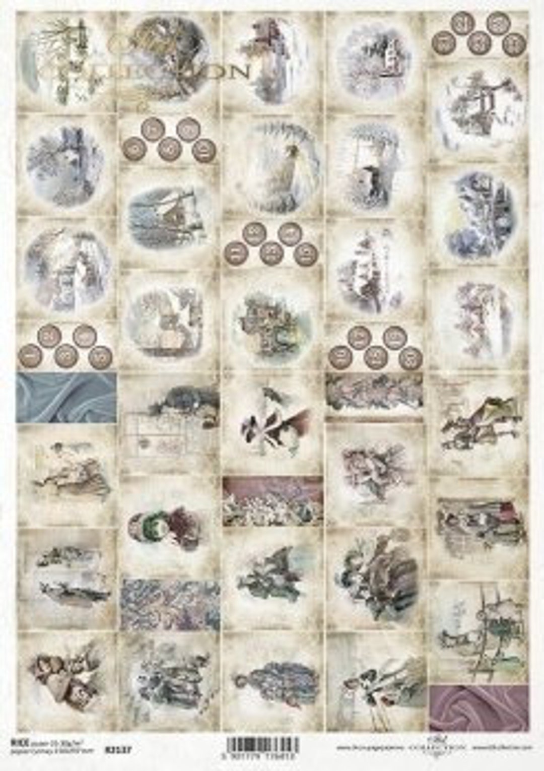 ITD Collection | Vintage Advent Calendar Rice Paper | A4 Rice Paper ...