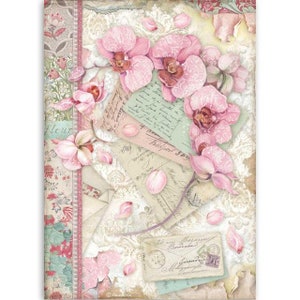 Stamperia Rice Paper | Pink Orchid | A4 Rice Paper | Day Dream | Decoupage Rice Paper | 11.5 x 8.25 inches | DFSA4512