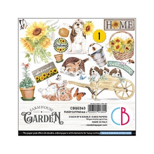 Ciao Bella Farmhouse Garden Paper Pad 6&quot; x 6&quot; | 12 pages | Made in Italy | Acid Free | Double Sided Paper | 24 Designs | CBQE068