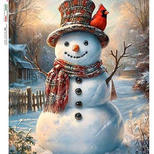 Paper Designs Rice Paper | Snowmen | Winter Scene | A4 Rice Paper | Decoupage Paper | 12.5&quot; x 8.6&quot; | Snowman | Christmas 0379