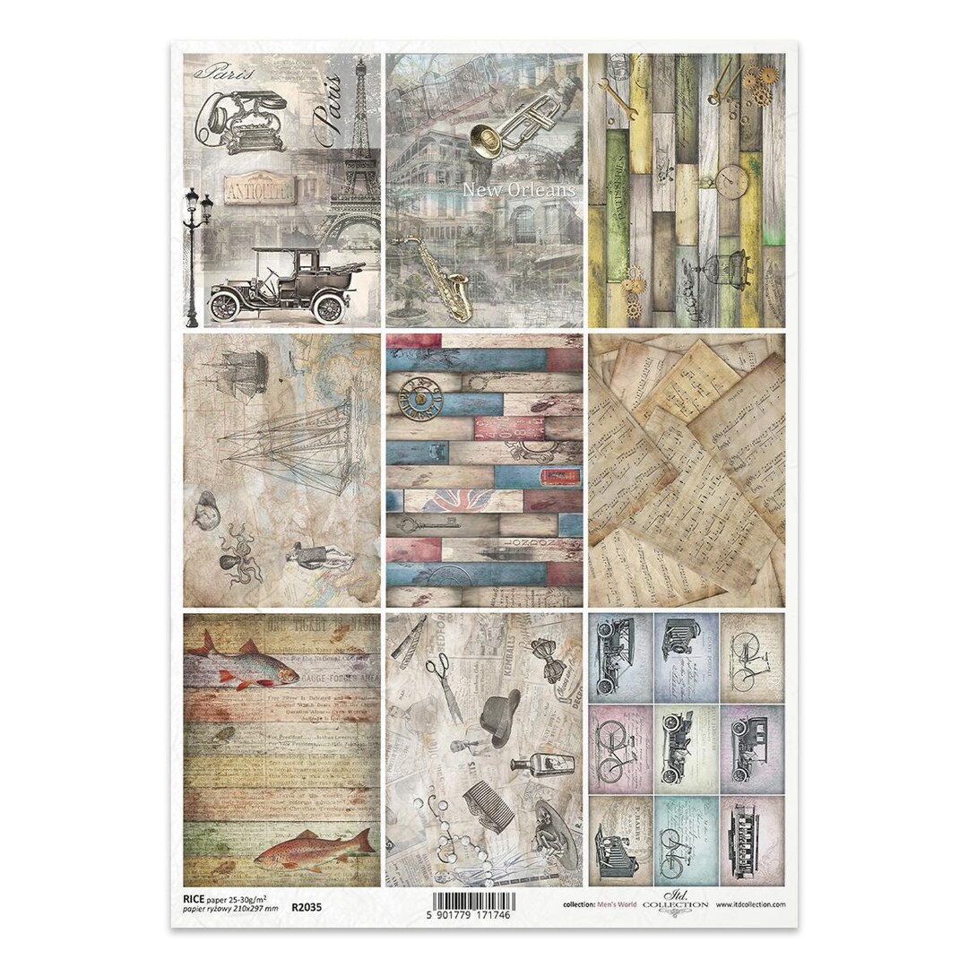 ITD Collection | Vintage Men's World Series L A4 Rice Paper | Decoupage ...
